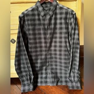 All Saints blue shepherd check button up shirt